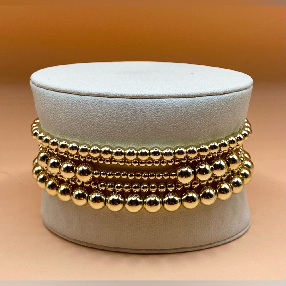 GOLD BEADED STACKs BRACELETs; 14K Gold Filled; Sweatproof; Water/Tarnish proof.